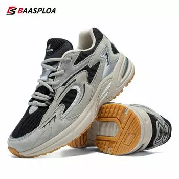 Baasploa мужские кроссовки кожа + сетка дышащие нескользящие мужские уличные кроссовки спортивные легкие баскетбольные кроссовки для бега 41 чёрный