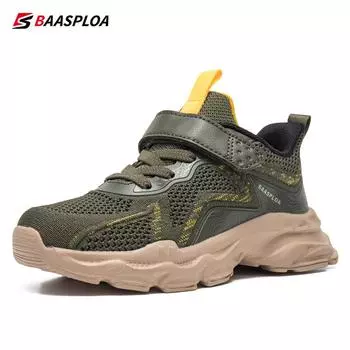 Baasploa/Новая детская сетчатая обувь для мальчиков и девочек, кроссовки с сетчатой поверхностью, уличные кроссовки для отдыха, школьные прогулочные кроссовки 34 чёрный