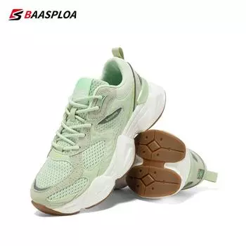 Baasploa Новые женские кроссовки из искусственной кожи для прогулок на открытом воздухе, спортивная обувь с нескользящей сетчатой поверхностью, дышащая легкая теннисная удобная женская обувь 37 бежевый