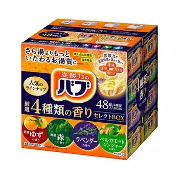 Bab тщательно отобранные 4 вида ароматов Select Box Ассортимент лечебных газированных добавок для ванн, 48 таблеток