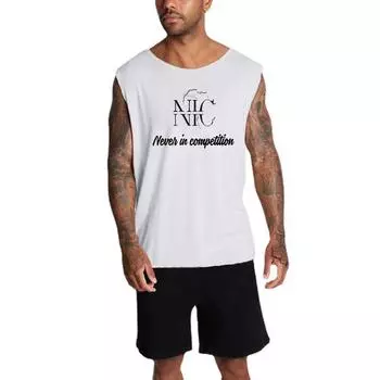 Bababuy мужские хлопковые повседневные футболки без рукавов летние однотонные топы с круглым воротником жилет с принтом M белый