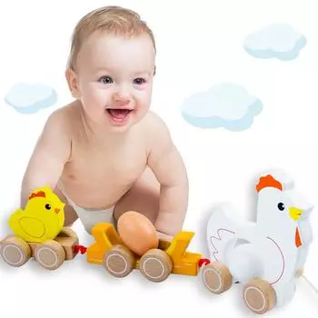 BABIBO Children s Wooden Animal Combination Early Education Wooden Drag Puzzle Intelligence Building Blocks Toy Car Birthday Suit белый