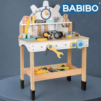 BABIBO Wooden Baby Play Tool Table/Children s Screw Nut Repair Workbench/Wrench Pliers Assembled Toys мерцание