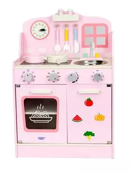 BABIBO Wooden Boys And Girls Play House Kitchen/Children s Chixile Cooking Stove Toy/Simulation Kitchen Toy Gift Box Gift розовый