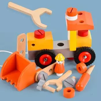 BABIBO Wooden Children s Early Education Simulation Disassembly Nut Screw Tool Car Exercise Hand-eye Coordination Educational Toys красно-оранжевый