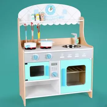 BABIBO Wooden Play Dome Simulation Kitchen Stove Toy Cooking Seasoning Suit Toy серый
