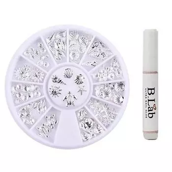 Babli Self Nail Silver Charm Stone Bada Parts + Glue, Разноцветные, 1 Набор