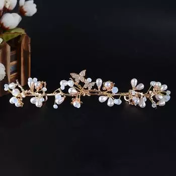 Бабочка Бриллиантовая Свадебная Корона Свадебная Фотография Жемчужина Цветок Тиара Корона Для Вечеринки По Дню Рождения