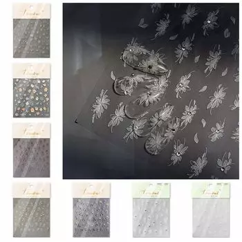 Бабочка Бронзирующий Цветок Наклейки для ногтей Роза Цветок Украшения для ногтей Маникюрный салон Multicolor-Embossed