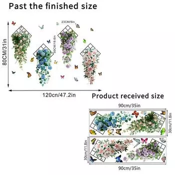 Бабочка Цветок Лиана Зеленое Растение Самоклеящиеся Водонепроницаемые Наклейки на Стену Гостиная Спальня Декоративная Живопись