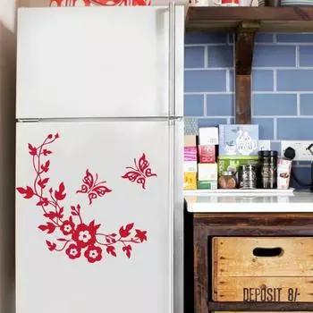 Бабочка Цветок Виноградная лоза Наклейки на стену в ванной комнате Украшения для дома Обои Наклейки на стену для туалета Декоративные наклейки Домашний декор синий