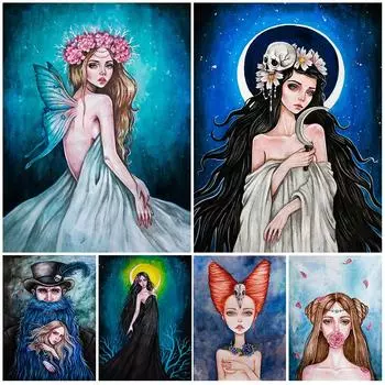 Бабочка Девушка Луна Ведьма Плакат Печать Эльф Настенная Картина на Холсте Обои для Гостиной 21cm30cm NoFrame