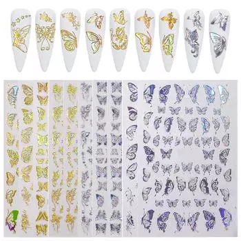 Бабочка для дизайна ногтей Бронзирующая лазерная бабочка для ногтей 3D наклейка для ногтей Трехмерная наклейка для ногтей