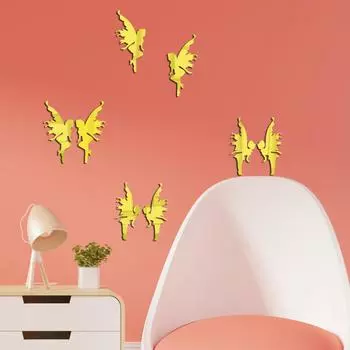 Бабочка Фея Зеркало Настенная Наклейка Спальня Теплая Гостиная Телевизор Стена Диван Фон Самоклеящиеся Украшения