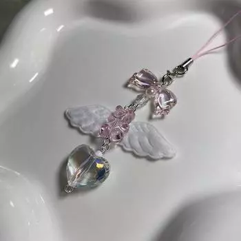 Бабочка Крылья Ангела Цепочки для Телефона Подвеска для Ключей Сумка Аксессуары Украшения Чехол Для Наушников Творчество Личность розовый