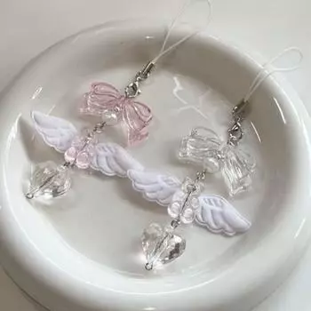 Бабочка Крылья Ангела Цепочки для Телефона Подвеска для Ключей Сумка Аксессуары Украшения Чехол Для Наушников Творчество Личность белый