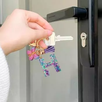 Бабочка Начальная Буква Брелок Подвеска Изысканная Практичность Рюкзак Школьная Сумка Украшение Фиолетовый Алфавит P