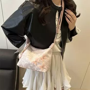 Бабочка Новая китайская сумка в стиле холщовая сумка-чеонгсам Элегантная женская сумка с вышивкой в стиле ханьфу розовый