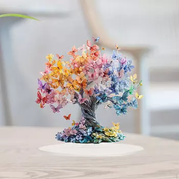 Бабочка Счастливое Дерево Украшение Настольный Декор 2D Подарочный Акрил Жизни Украшение для Спальни