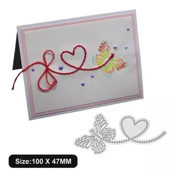 Бабочка Сердце Граница Металлический Серебристый Трафарет Тиснение Вырубные Штампы Для Скрапбукинга Бумага Альбом Карты Изготовление серебряный