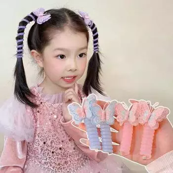 Бабочка телефонный провод эластичная прямая резинка для волос милый держатель для хвоста для девочек синий