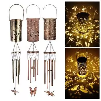 Бабочка Ветер Чимс Солнечный Свет Автоматическая Зарядка Водонепроницаемый Полый Дизайн Солнечные Фонарики Ветер Чимс Уличный Садовый Декор Dragonfly
