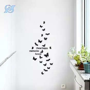 Бабочка зеркало украшение трехмерная 1 мм акриловая наклейка на стену комната спальня наклейка на стену
