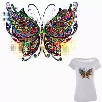 Бабочки Parches украшения для женской одежды моющиеся DIY наклейки уровня для футболок нашивки 23x16.8cm