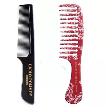 Babro Pomade Grooming Wide Comb Comb Bandana Paisley Original Comb Set Coarse в Японии (Красный узор) & (черный) Гребень/БАРБЕР/Сделано