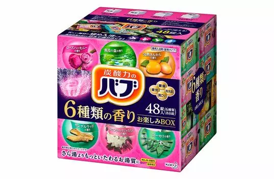 Babu 6 Scent Fun Box 48 таблеток газированной соли для ванн в ассортименте [Большая емкость] [Квази-лекарство]