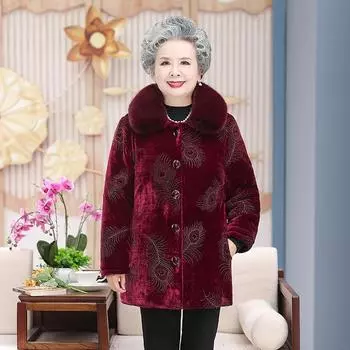 Бабушка носит хлопковое стеганое пальто для пожилых матерей среднего возраста, зимняя одежда для женщин, парки, толстая теплая бархатная стеганая куртка, верхняя одежда XL
