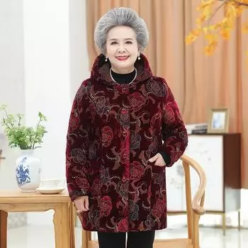 Бабушка носит хлопковое стеганое пальто для пожилых матерей, зимняя одежда для женщин, парки, плюс бархатная куртка XXXXXXL