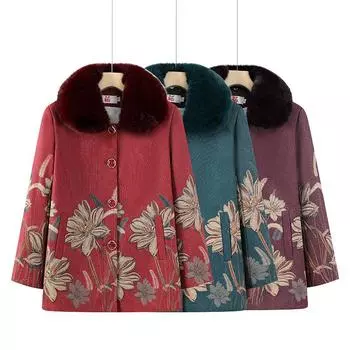 Бабушка весеннее шерстяное пальто в пожилой матери лацкан весенний и осенний шерстяной топ старая леди иностранная одежда XL фиолетовый