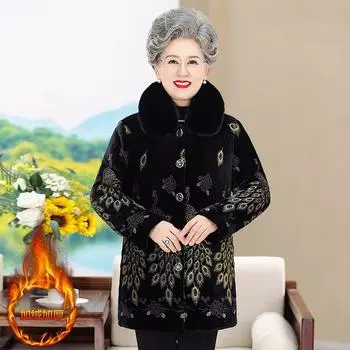 Бабушка зимняя золотая бархатная куртка в пожилой женщине мать осень и зима бабушка бархат утолщенный жена пожилая хлопковая одежда XL бордовый