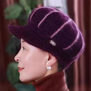 Бабушкина шапка осенне-зимняя бархатная теплая вязаная шерстяная шапка шапка старика женщина в пожилом возрасте старушка мать шапка One size