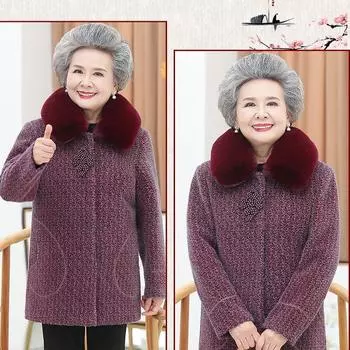Бабушкина зимняя куртка, норковый бархат, женская одежда среднего и пожилого возраста, одежда для мам, плюшевая и утолщенная хлопковая куртка из плюша ягненка 5XL