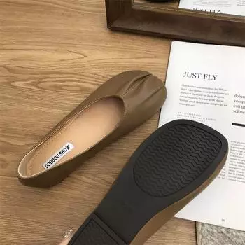 Бабушкины туфли женские туфли на плоской подошве 2025 новая корейская версия универсальные четырехсезонные плиссированные туфли с неглубоким горлом одинарные туфли для беременных женщин обувь Doudou 35