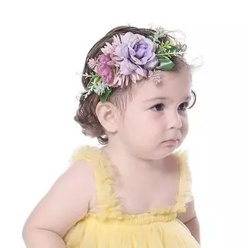 Baby Artificial Flower Headband Baby Girls Nylon Elastic Cute Princess Hair Accessories Hair Band Headdress Child Photo Tools белый