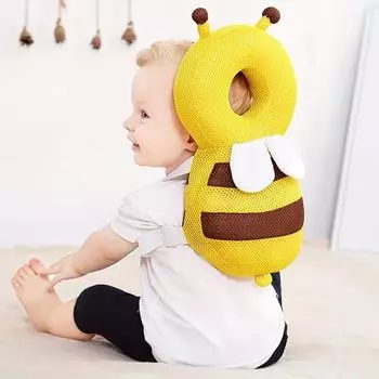 Baby Back Pillow Head Protector Anti Backfall Pads Cute Bee Pillow Soft Cushion for Sit Head Protective Breathable Walking Pad
