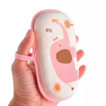 Baby Bath Sponge Cute Cartoon Elephant Towel Material Cotton Kids Shower Rub Strong Water Absorption Soft Cleaning Brush синий