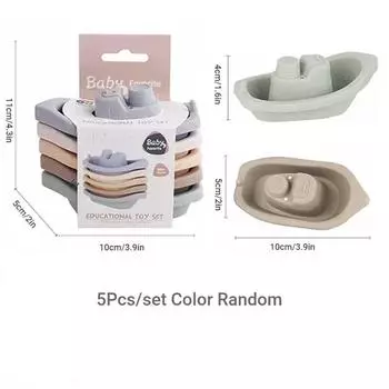 Baby Bath Toys Stacking Boat Toys Colorful Early Education Intelligence Gift Boat-shaped Stacked Cup Folding Tower Baby Toys