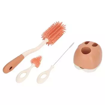 Набор ершиков для мытья детских бутылочек с эргономичной ручкой, многоцелевые силиконовые ершики для мытья бутылочек с основанием для