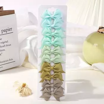 BABY BOWS 10Pcs/set Solid BB Hair Clips for Girls Ribbon Bowknots Boutique Barrettes Hairpins Headwear Kids Hair Accessories