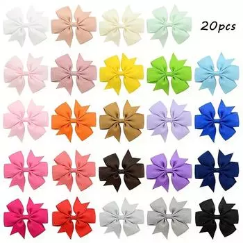 BABY BOWS 20/30PCS Grosgrain Ribbon Bows Hairclips 2.5inch Solid Color Cheer Bows Alloy Hairgripes Headwear Business