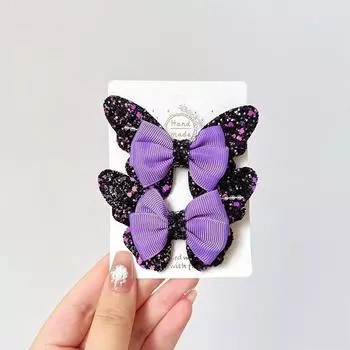 BABY BOWS 2Pcs/Set Glitter Butterfly Hair Clips for Women Girls Hairpins Children Cute Barrettes Kids Headwear Hair Accessories