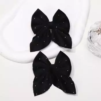 BABY BOWS 2Pcs Starry Dots Red Velvet Bow Hair Pins Hair Clips Kids Girls Lovely Barrettes Ponytail Holder Headwear Accessories