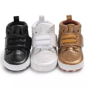 Baby Boys PU Shoes Footwear High Top Soft Sole First Walkers Antislip 1-S