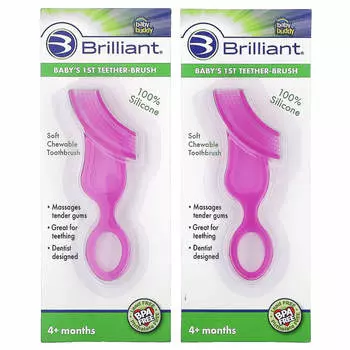 Baby Buddy, Brilliant, первая дразнящая щетка для малыша, от 4 месяцев, 2 дразнящие щетки