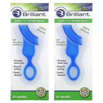 Baby Buddy, Brilliant, первая щетка-дразнилка для малыша, от 4 месяцев, 2 щетки-дразнилки