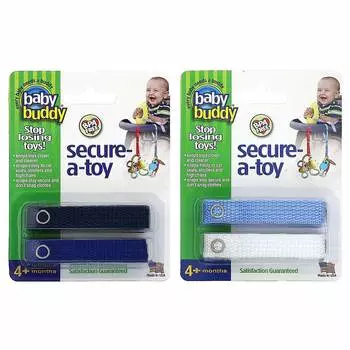 Baby Buddy, Secure-A-toy, 4 месяца+, черный/темно-синий и светло-голубой/белый, 4 нити